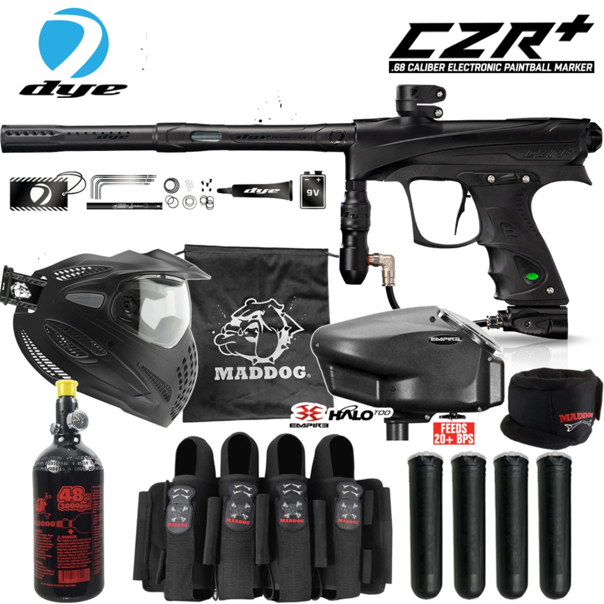 DYE CZR+ Electronic Paintball Gun Packages (All-In-One Kits)