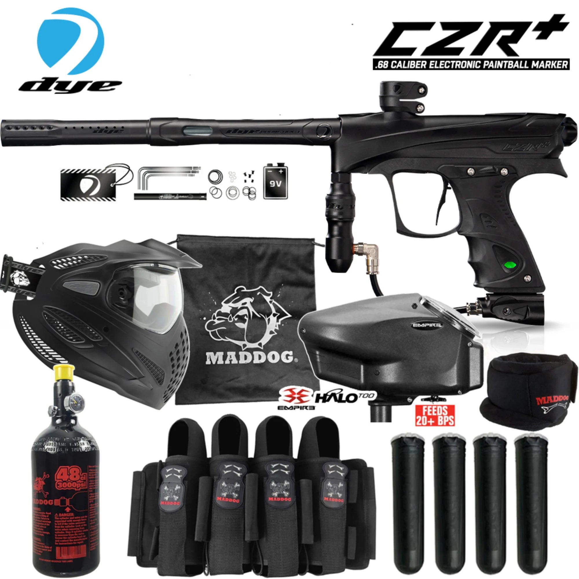 DYE CZR+ Electronic Paintball Gun Packages (All-In-One Kits)
