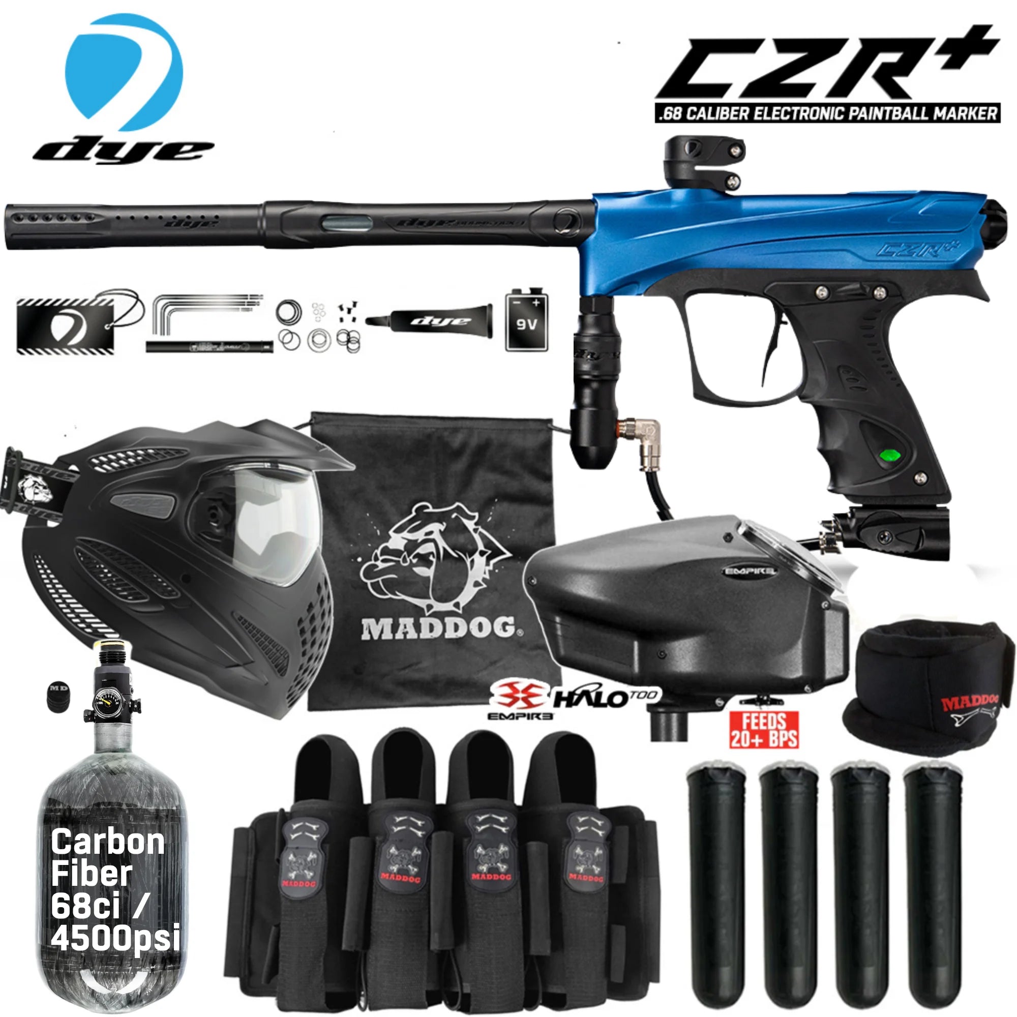 DYE CZR+ Electronic Paintball Gun Packages (All-In-One Kits)