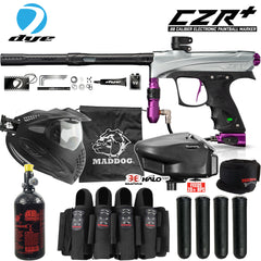 Maddog DYE CZR+ .68 Cal Full Auto Electronic Paintball Gun Marker Elite Starter Package | Thermal Anti-Fog Paintball Mask, HPA Tank, Empire Halo Too Loader, Neck Protector, Pro Harness & Paintball Pods