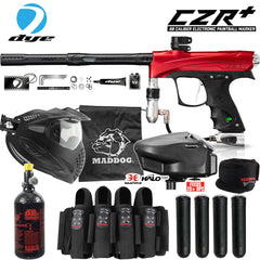 Maddog DYE CZR+ .68 Cal Full Auto Electronic Paintball Gun Marker Elite Starter Package | Thermal Anti-Fog Paintball Mask, HPA Tank, Empire Halo Too Loader, Neck Protector, Pro Harness & Paintball Pods
