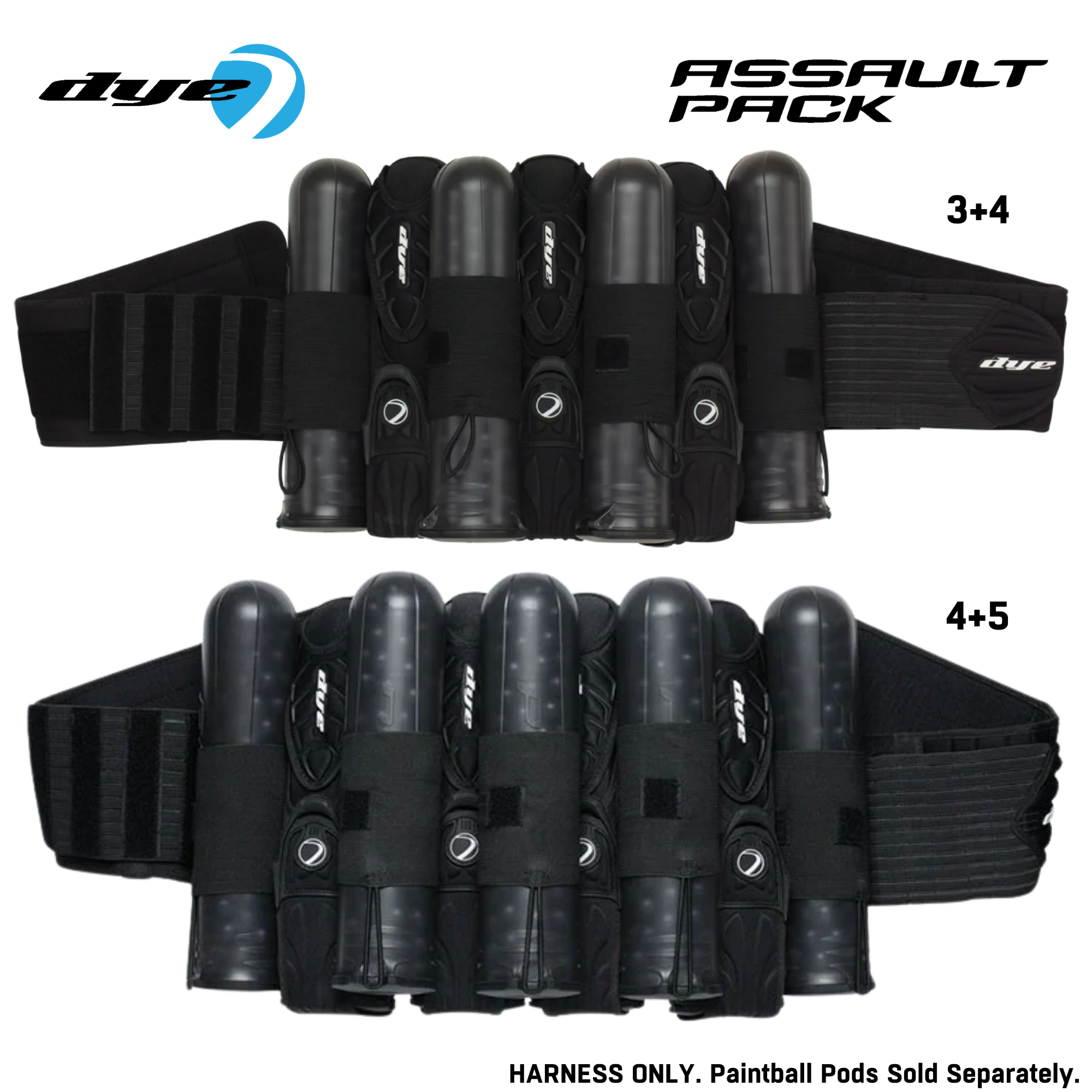 Dye Assault Paintball Harness Pod Pack – 3+4 / 4+5 Capacity