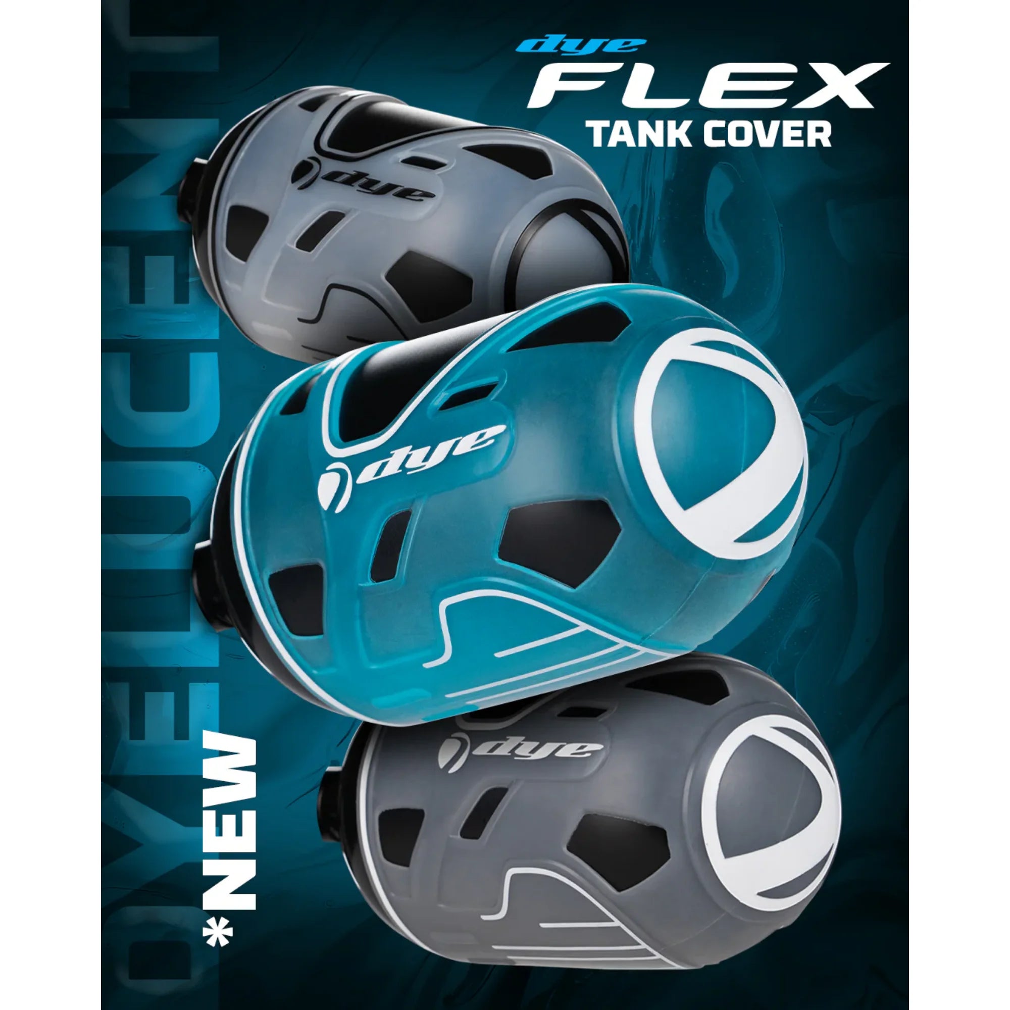 Dye Flex Tank Cover – Air Tank Grip and Protection Dyelucent Smoke color, HPA tank cover, bottle protection, for turf slides, front angle