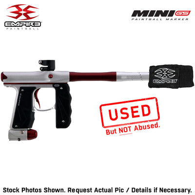 CLEARANCE Empire Mini GS Electronic Paintball Gun .68 Caliber - Full Auto - Dust Silver / Red 2-pc Barrel | USED But NOT Abused