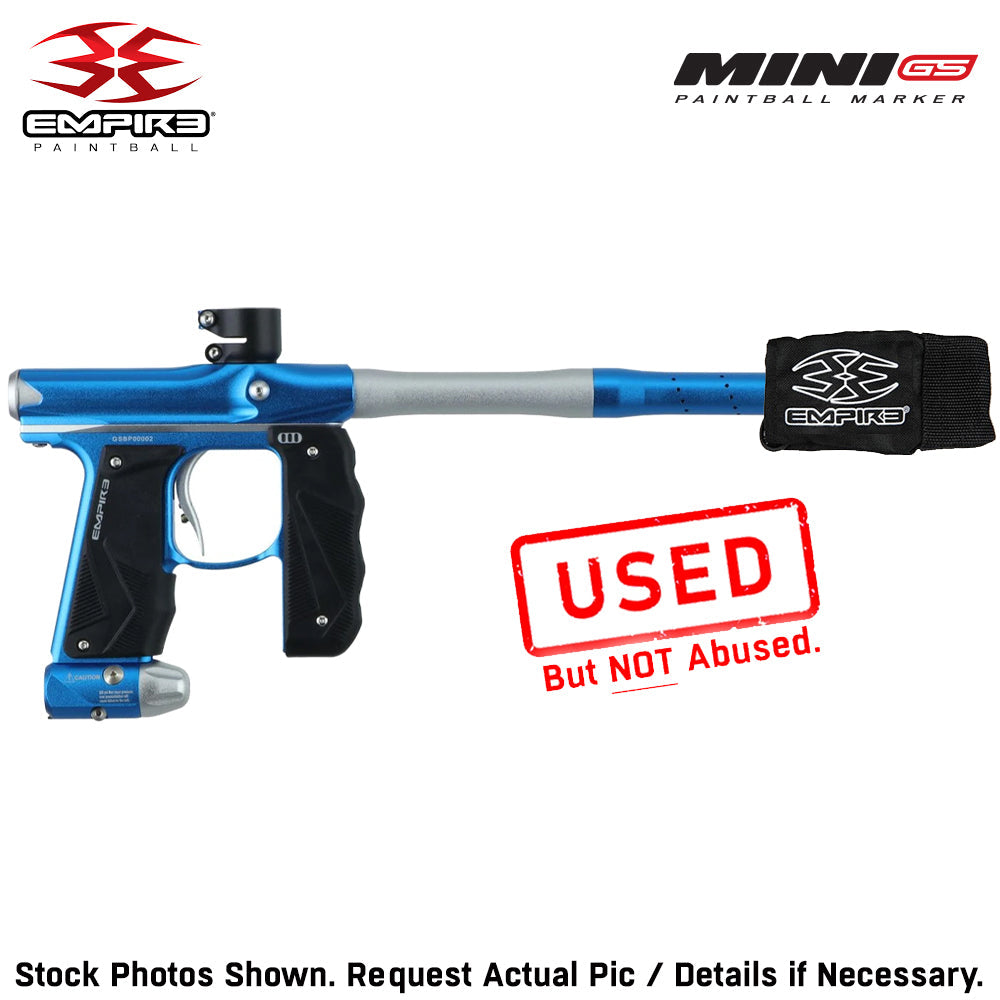 CLEARANCE Empire Mini GS Electronic Paintball Gun .68 Caliber - Full Auto - Dust Blue / Silver 2-pc Barrel | USED But NOT Abused