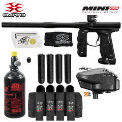 Empire Mini GS Full Auto Paintball Gun Marker w/ 48/3000 HPA Tank, Empire Halo Too Loader, 4-Pod Harness & (4) Pods Starter Package Empire