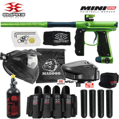 Maddog Empire Mini GS .68 Cal Full Auto Electronic Paintball Gun Marker Elite Starter Package | Thermal Anti-Fog Paintball Mask, HPA Tank, Empire Halo Too Loader, Neck Protector, Pro Harness & Paintball Pods Empire