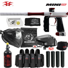 Maddog Empire Mini GS .68 Cal Full Auto Electronic Paintball Gun Marker Elite Starter Package | Thermal Anti-Fog Paintball Mask, HPA Tank, Empire Halo Too Loader, Neck Protector, Pro Harness & Paintball Pods Empire