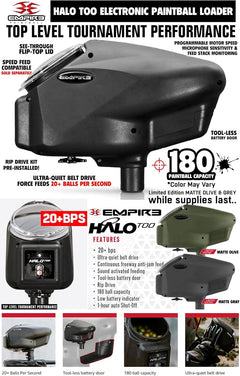 Empire Mini GS Electronic Full Auto Paintball Gun Starter Package w/ 48/3000 Compressed Air HPA Paintball Tank & Empire Halo Too Electronic Paintball Loader Empire