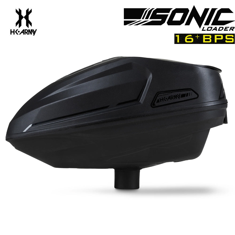 HK Army Sonic Electronic Paintball Loader – 16+ BPS Motorized Hopper (Black)