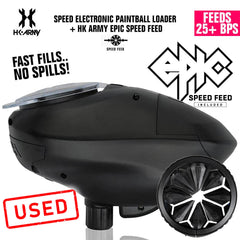 CLEARANCE HK Army Speed Electronic Paintball Loader with Epic Speed Feed - 25+ BPS | Blackout