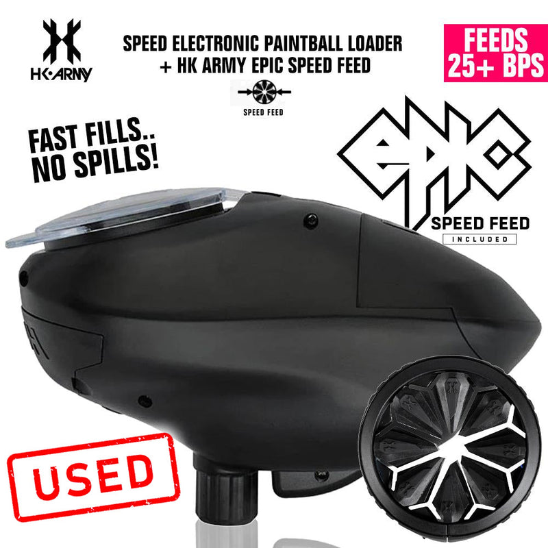 CLEARANCE HK Army Speed Electronic Paintball Loader with Epic Speed Feed - 25+ BPS | Blackout