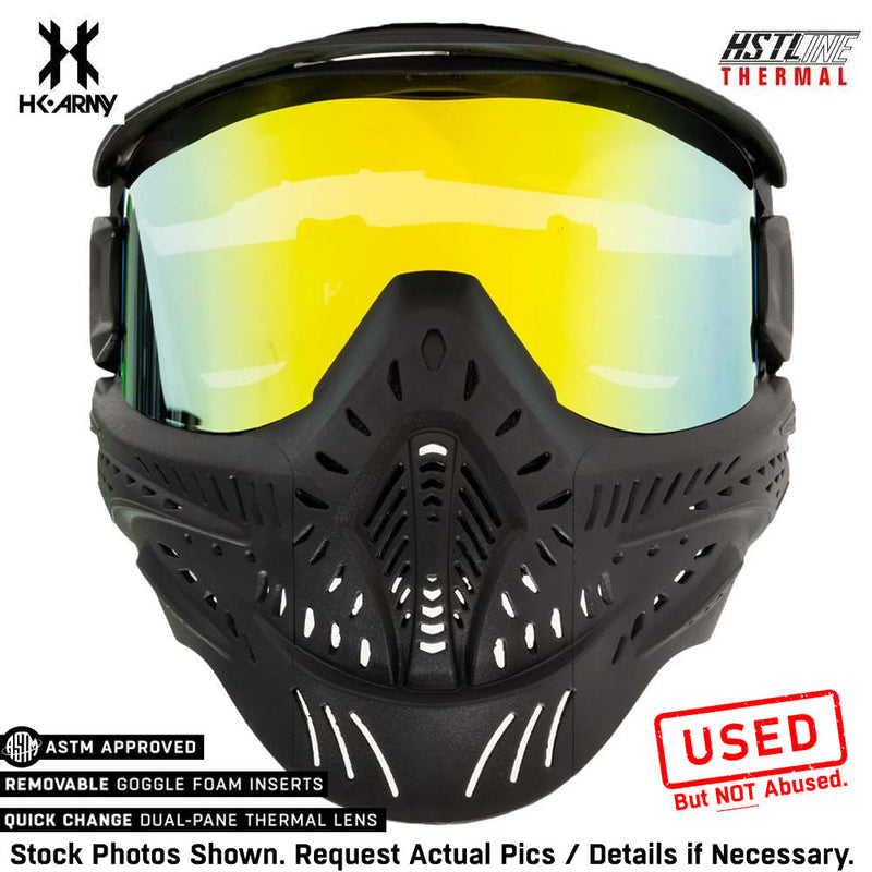 CLEARANCE HK Army HSTL Goggle Paintball Airsoft Mask with Anti Fog Thermal Lens - Black w/ Gold Lens