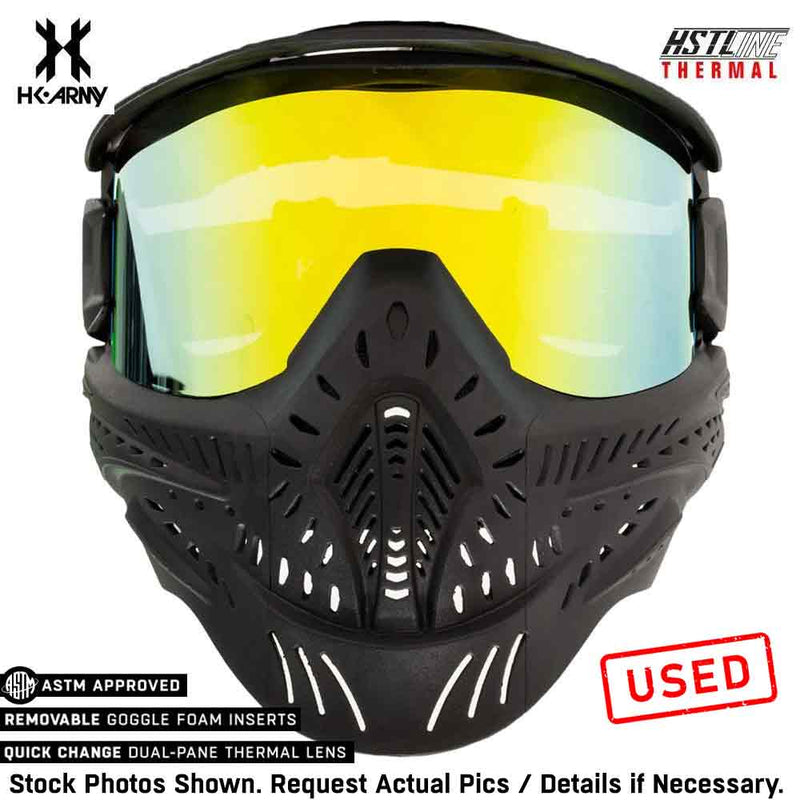 CLEARANCE USED HK Army HSTL Goggle Paintball Airsoft Mask with Anti Fog Thermal Lens - Black w/ Gold Lens