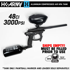 USED CLEARANCE HK Army 48/3000 Aluminum Compressed Air HPA Paintball Tank - Black - 2024 Hydro Date