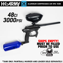 CLEARANCE Used HK Army 48/3000 Aluminum Compressed Air HPA Paintball Tank - Blue - 2024 Hydro Date