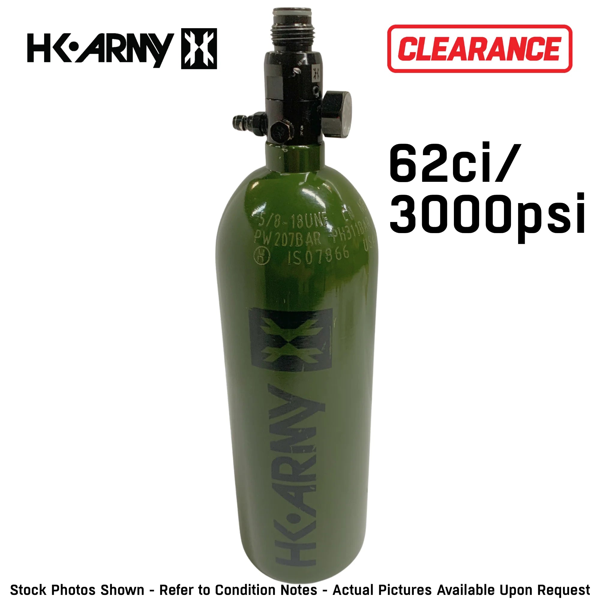 CLEARANCE HK Army 62ci 3000psi Aluminum HPA Tank – 2025 Hydro - Olive - USED