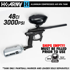 USED BLOWOUT CLEARANCE HK Army 48/3000 Aluminum Compressed Air HPA Paintball Tank - Aluminum - 2022 Hydro Date