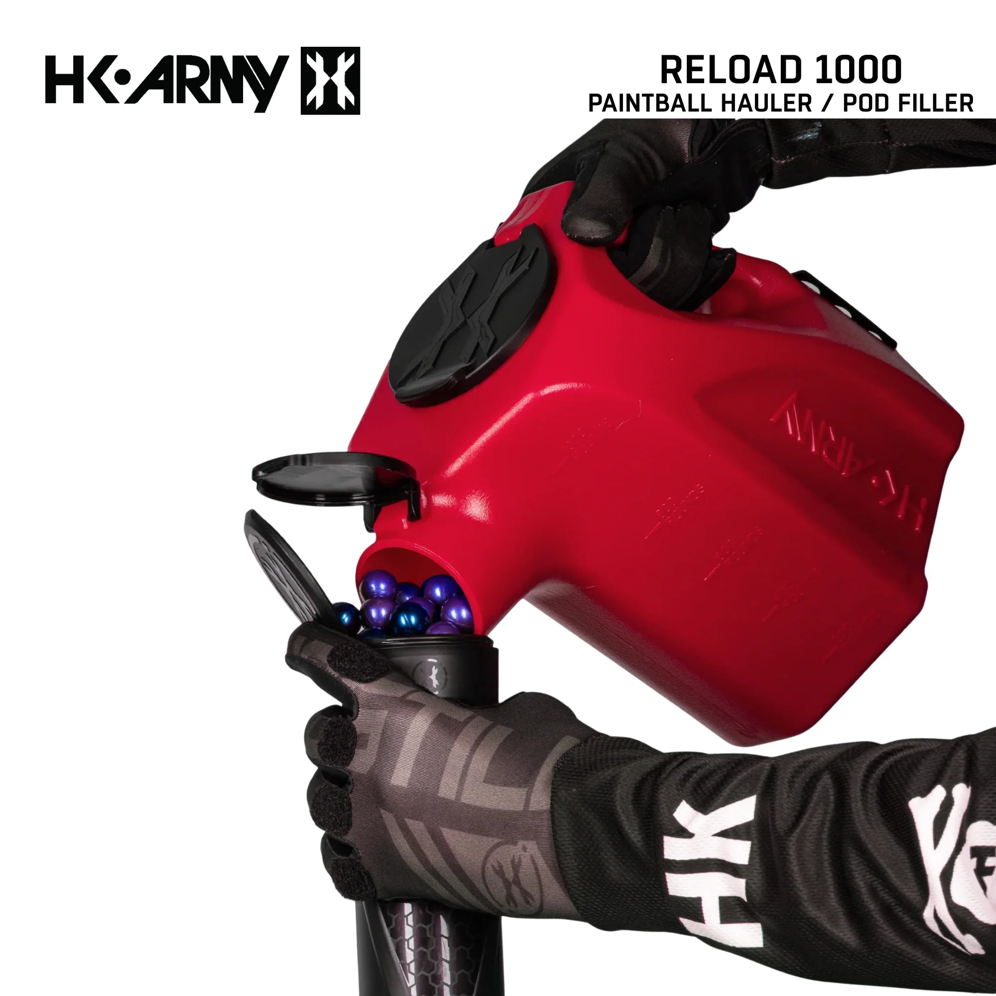 HK Army Reload 1000 round paintball hauler pod filler red