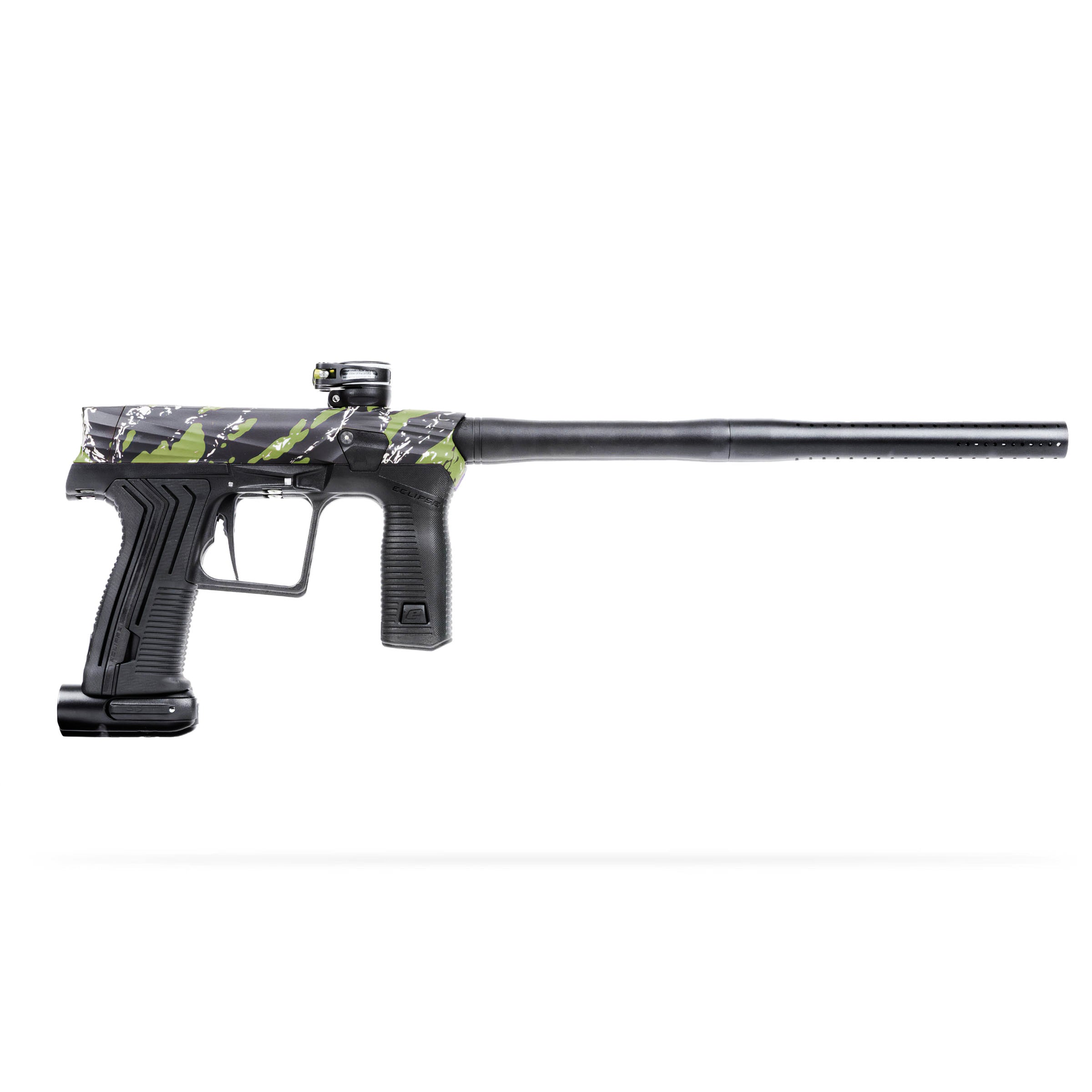 Black and green HK Army Planet Eclipse etha3 paintball gun on a white background