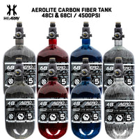 HK Army AeroLite 68ci 4500 PSI Carbon Fiber Tank Clear color, HPA tank, consistent air output, for markers, hero view