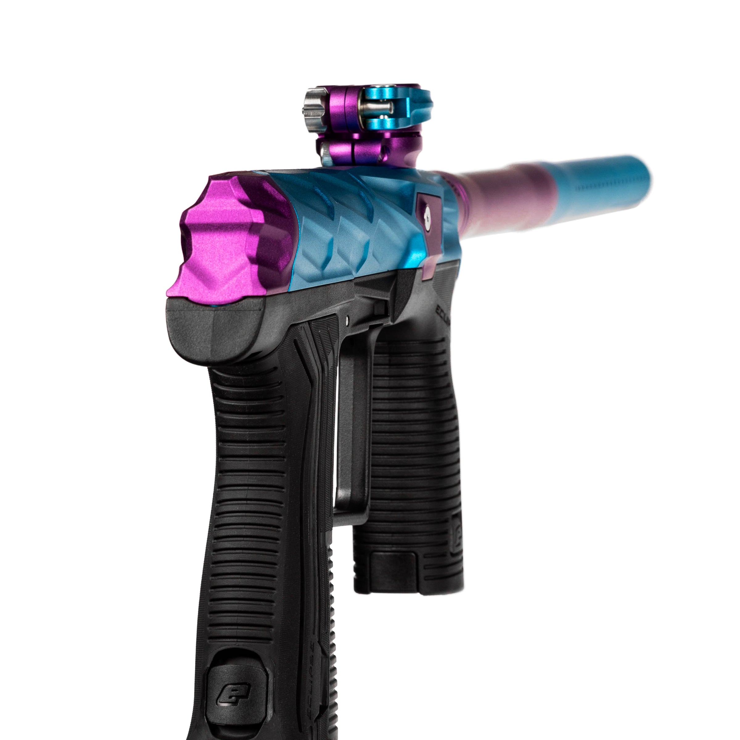 HK Army x Planet Eclipse ETHA3 MTL Hive Arctic Electronic Gun std config, marker, balanced shot feel, for woodsball play, top view