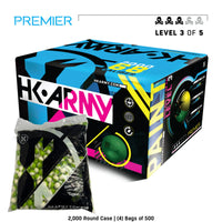 HK Army Premier Level 3.5 paintballs green and white shell white fill paintballs