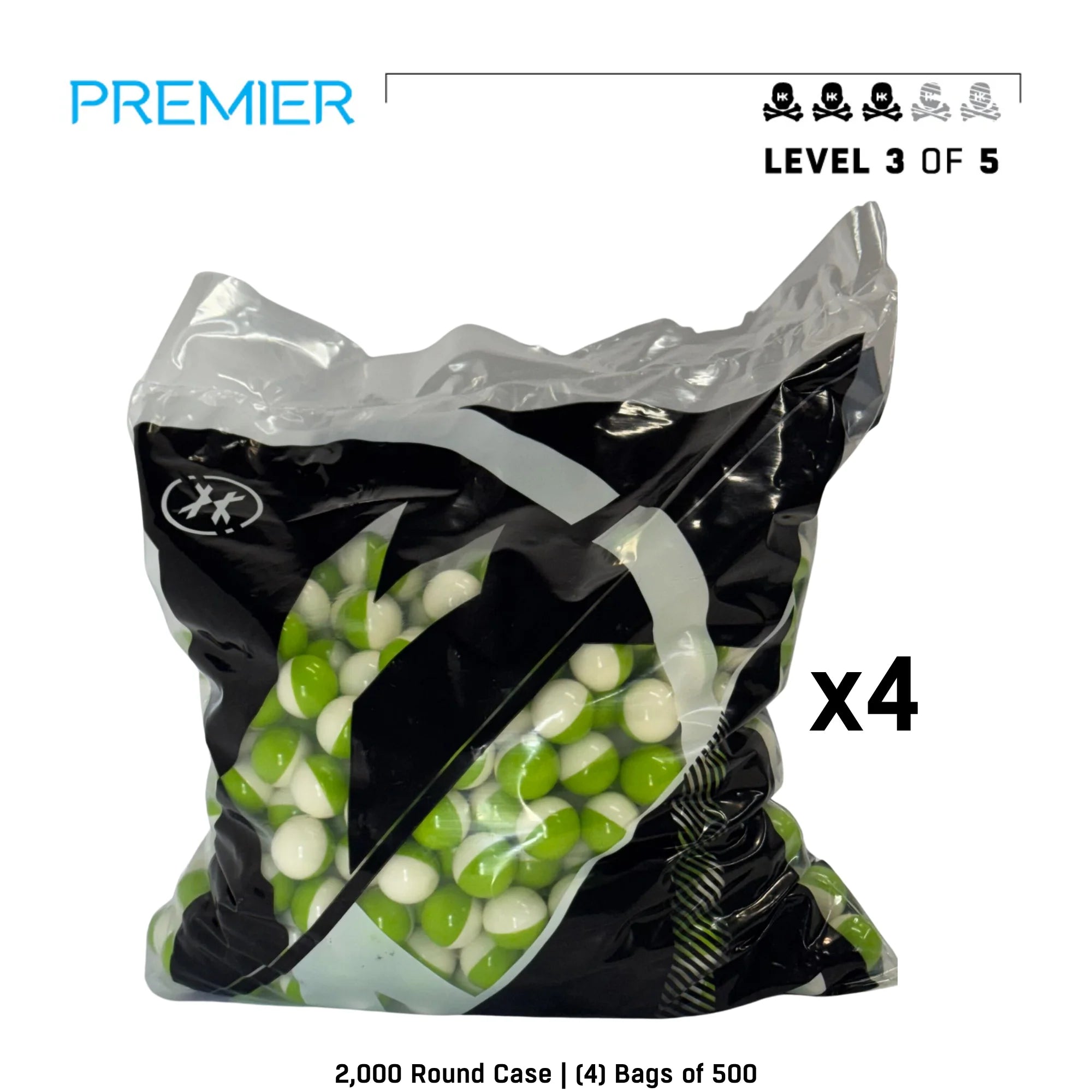 HK Army Premier Paintballs – .68 Caliber 2,000 Round Case - Fill Options