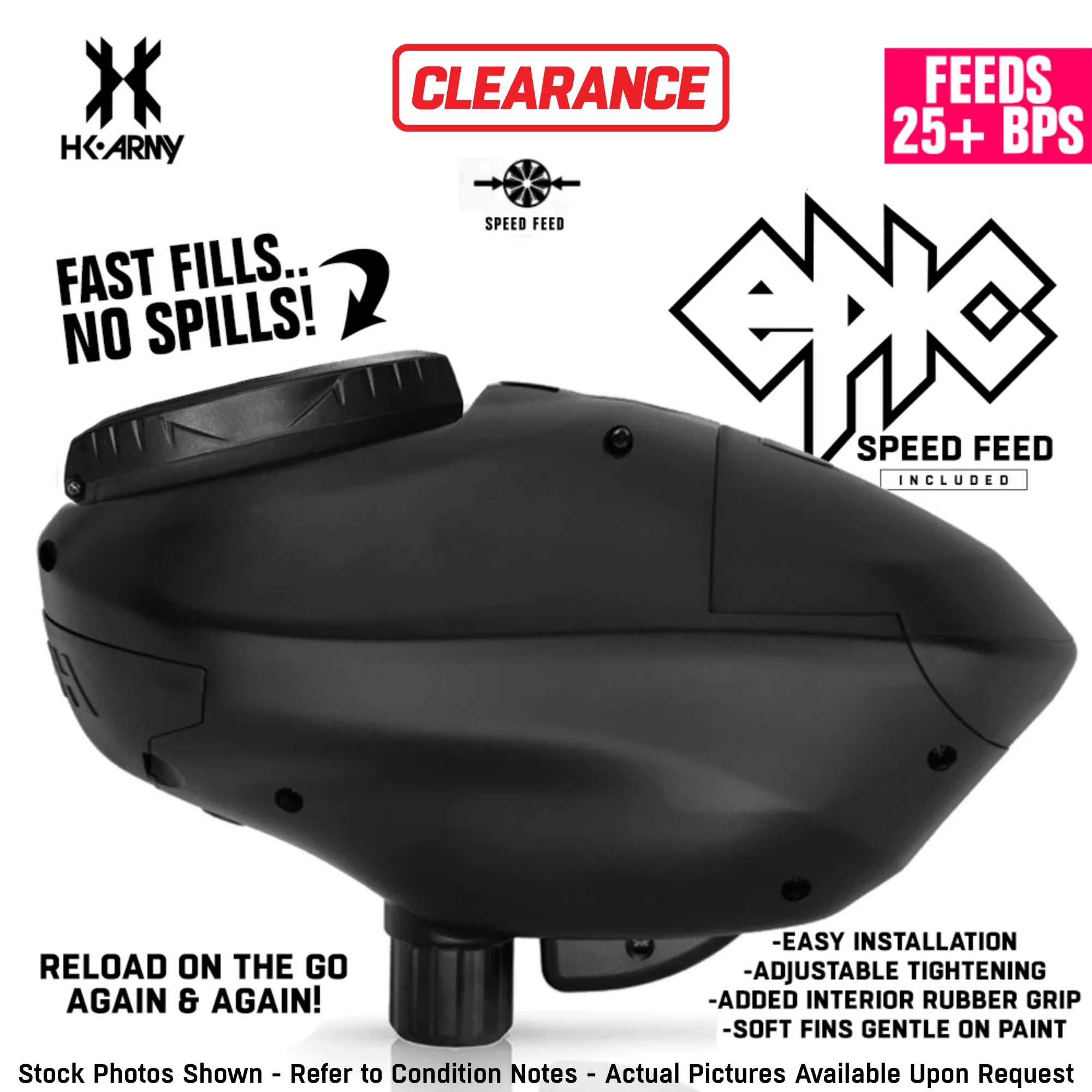 CLEARANCE HK Army Speed Electronic Paintball Loader with Epic Speed Feed - 25+ BPS | Stealth