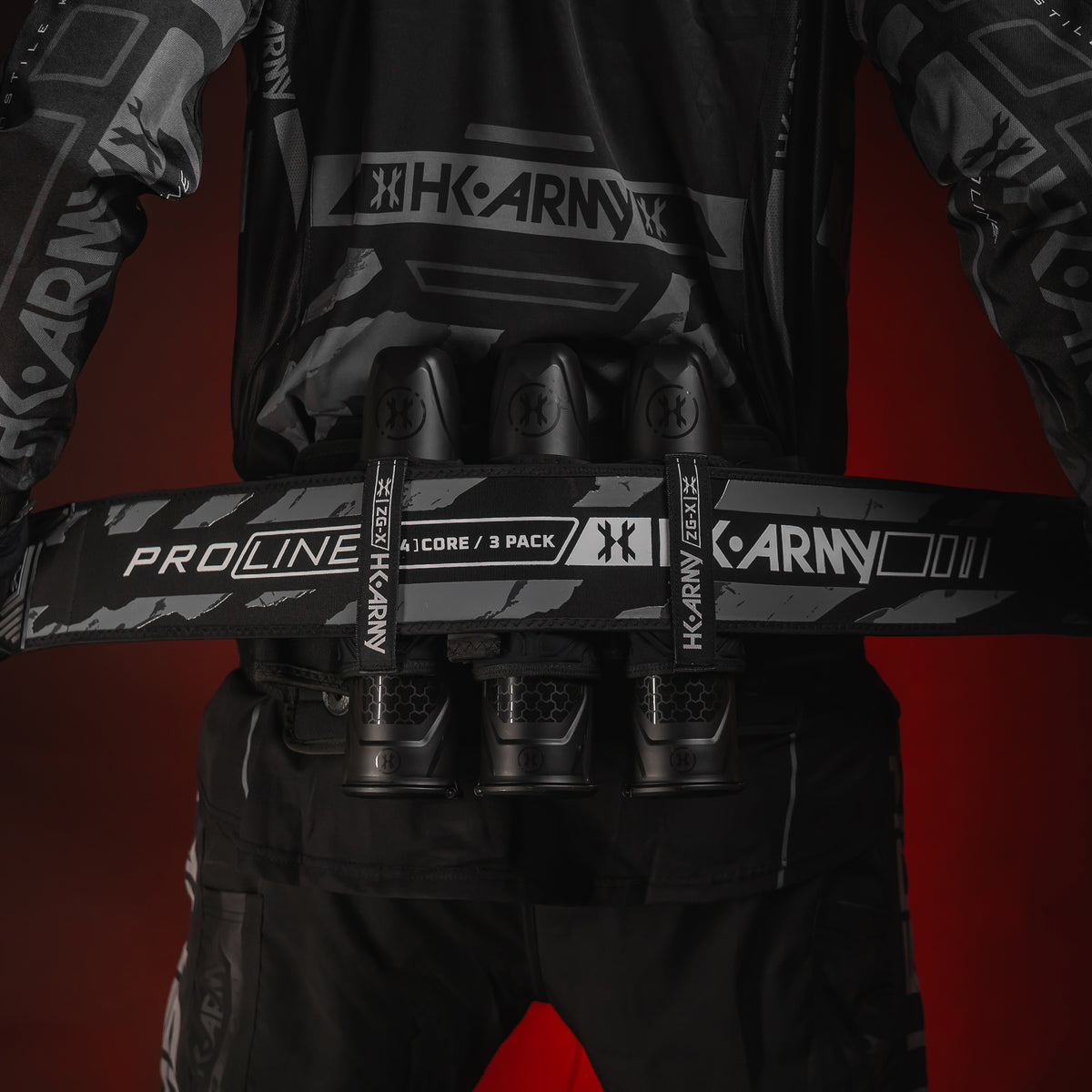 HK Army ZERO-GX Harness Pod Pack 3+2 4+3 5+4 std config, pod pack harness, stable waist fit, for speedball, shop display view