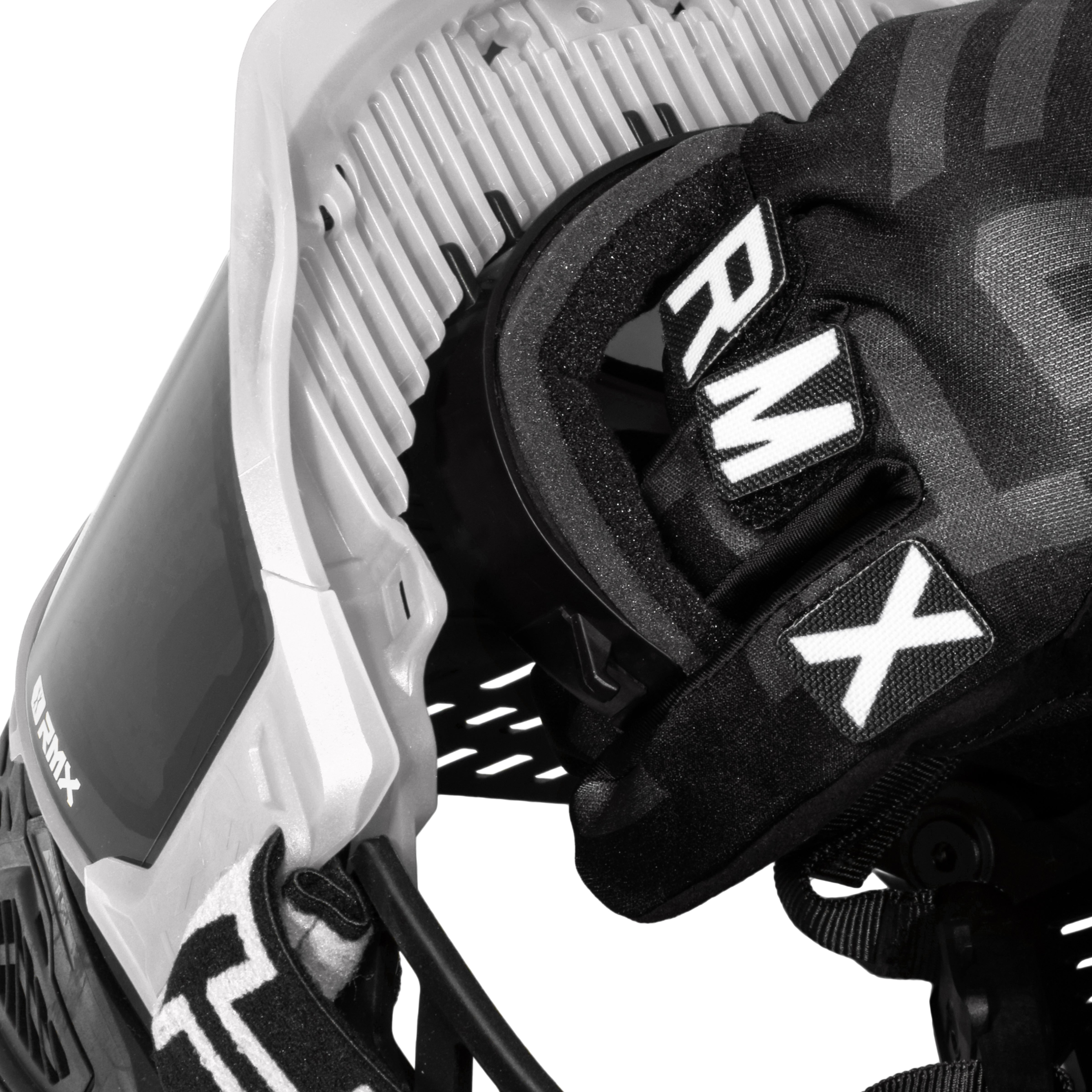 HK Army RMX Paintball Mask Goggle System White strap and foam detail