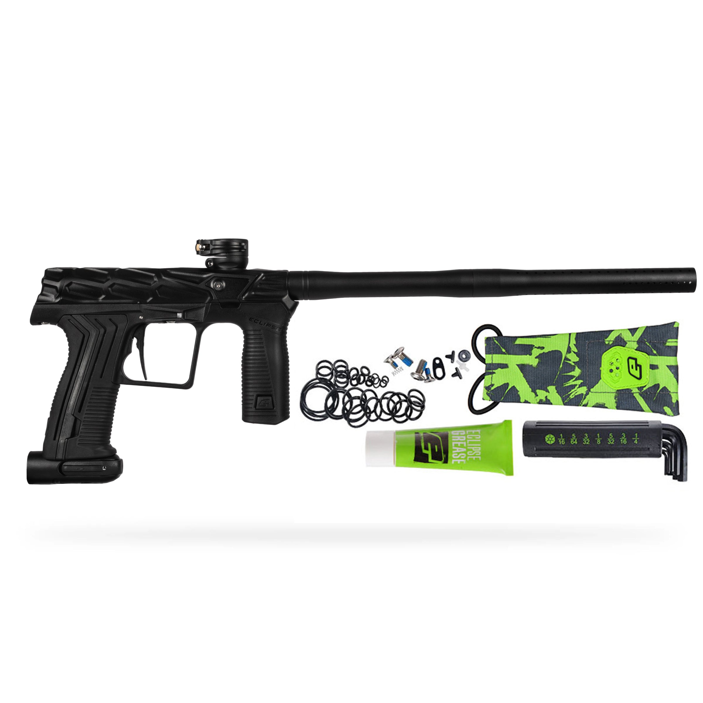 HK Army x Planet Eclipse ETHA3 MTL Hive Onyx Electronic std config, marker, accurate marker control, for woodsball play, studio view