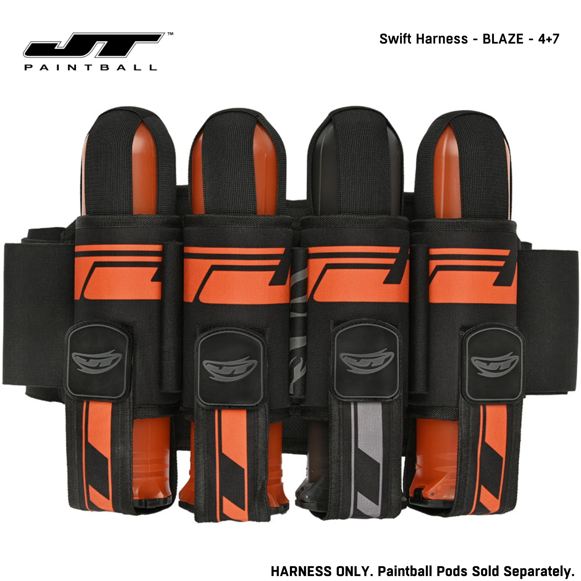 JT Swift Harness Pod Pack 4+7 and 5+8 Pod Capacity std config, pod pack harness, secure pod carry, for bunker moves, setup view