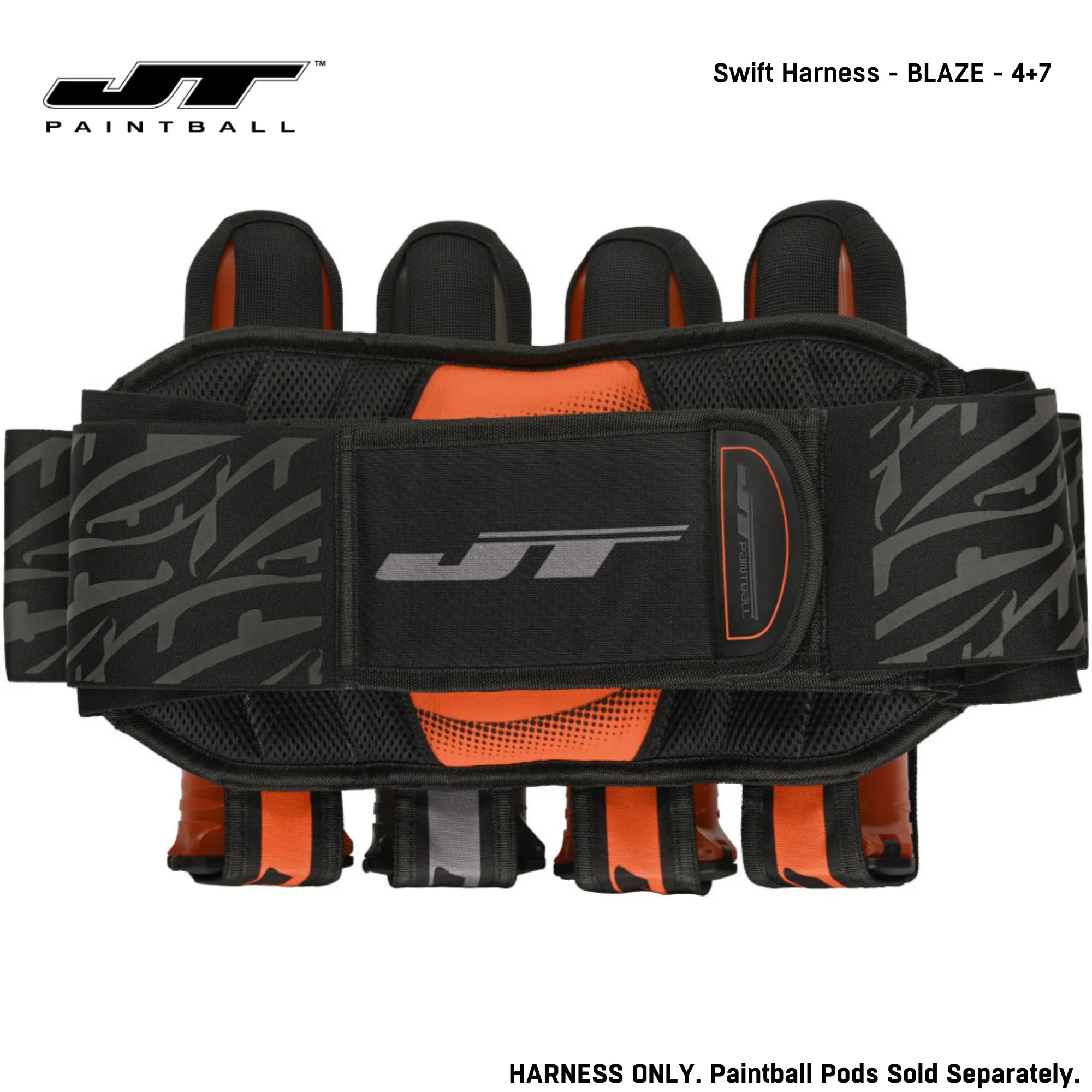 JT Swift Harness Pod Pack 4+7 and 5+8 Pod Capacity std config, pod pack harness, balanced pod storage, for bunker moves, product detail