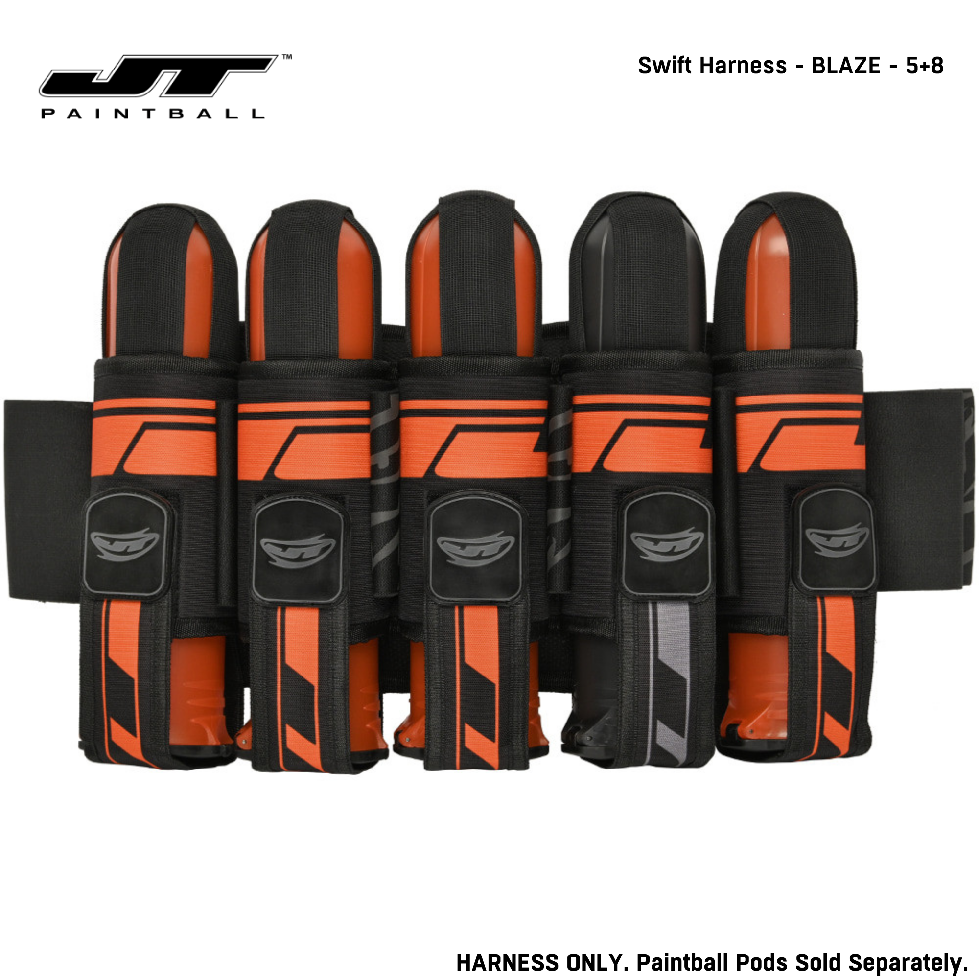 JT Swift Harness Pod Pack 4+7 and 5+8 Pod Capacity std config, pod pack harness, secure pod carry, for bunker moves, catalog view