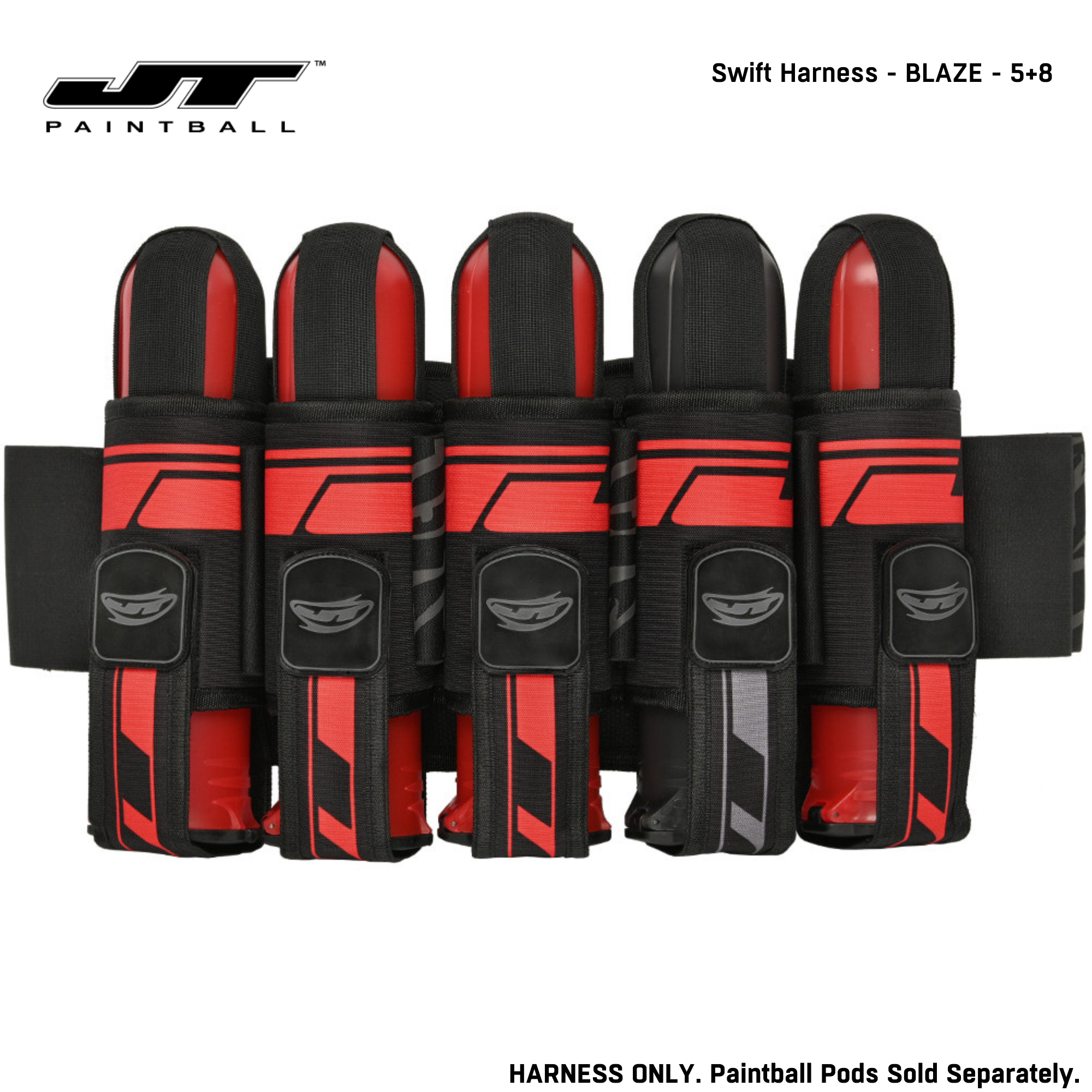 JT Swift Harness Pod Pack 4+7 and 5+8 Pod Capacity std config, pod pack harness, quick pod access, for bunker moves, design detail