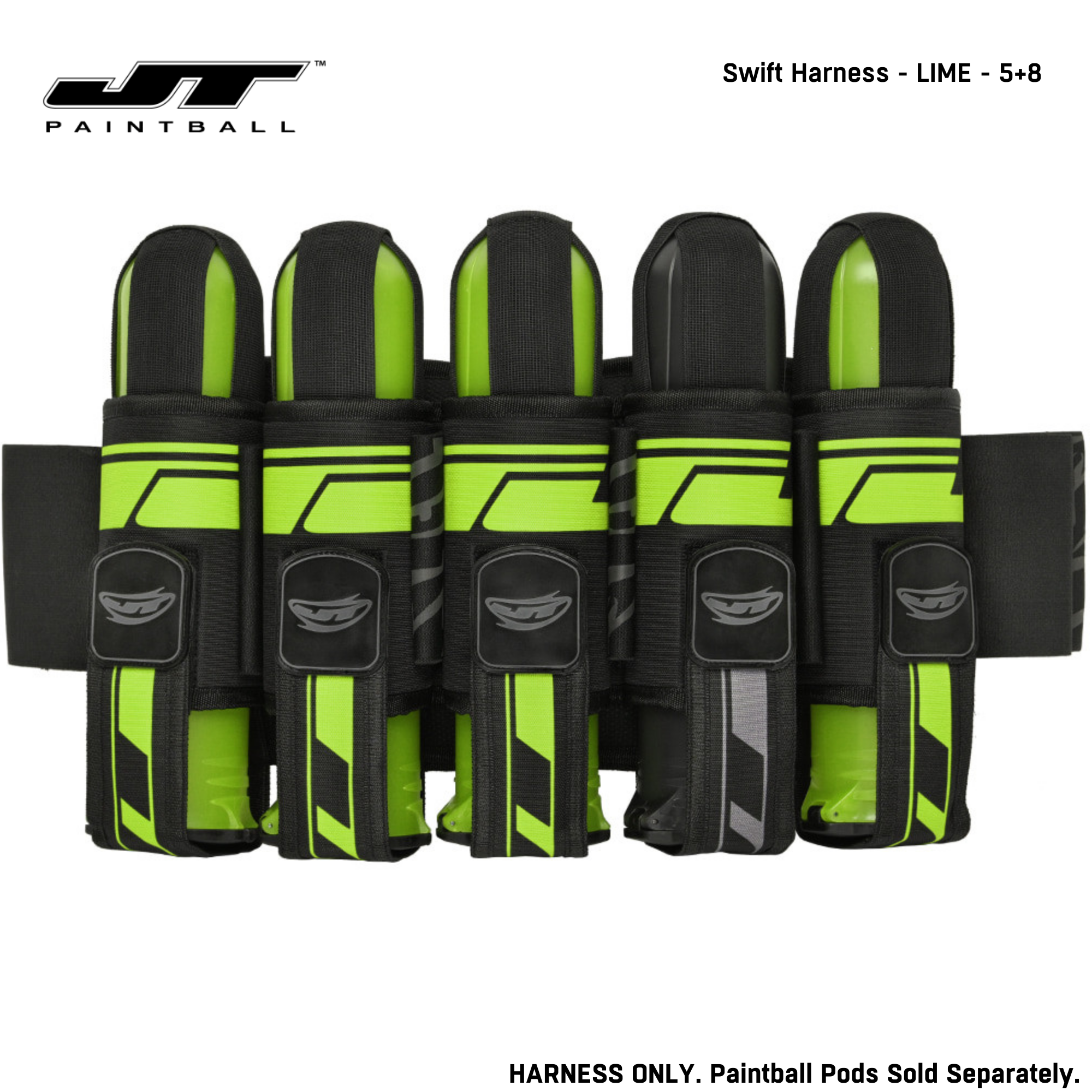 JT Swift Harness Pod Pack 4+7 and 5+8 Pod Capacity std config, pod pack harness, balanced pod storage, for bunker moves, component view