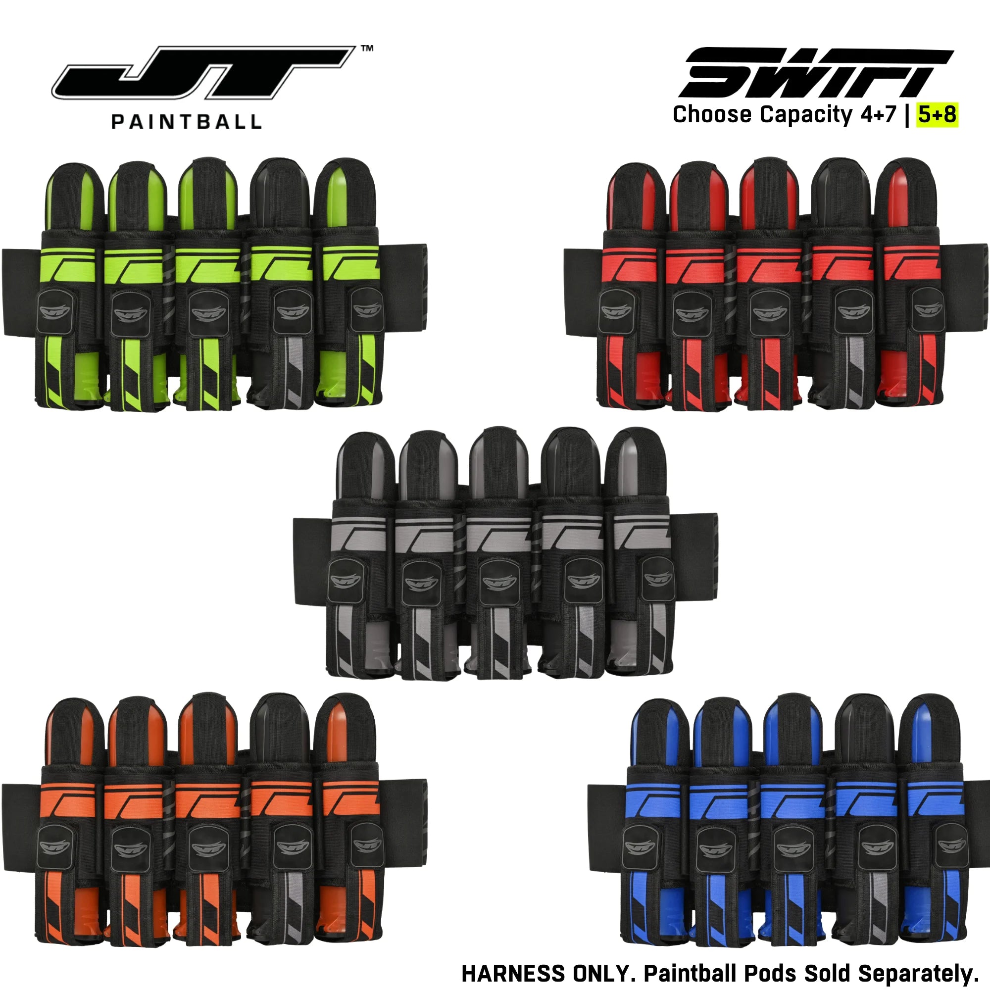JT Swift Paintball Harness Pod Pack | 4+7 & 5+8 Pod Capacity