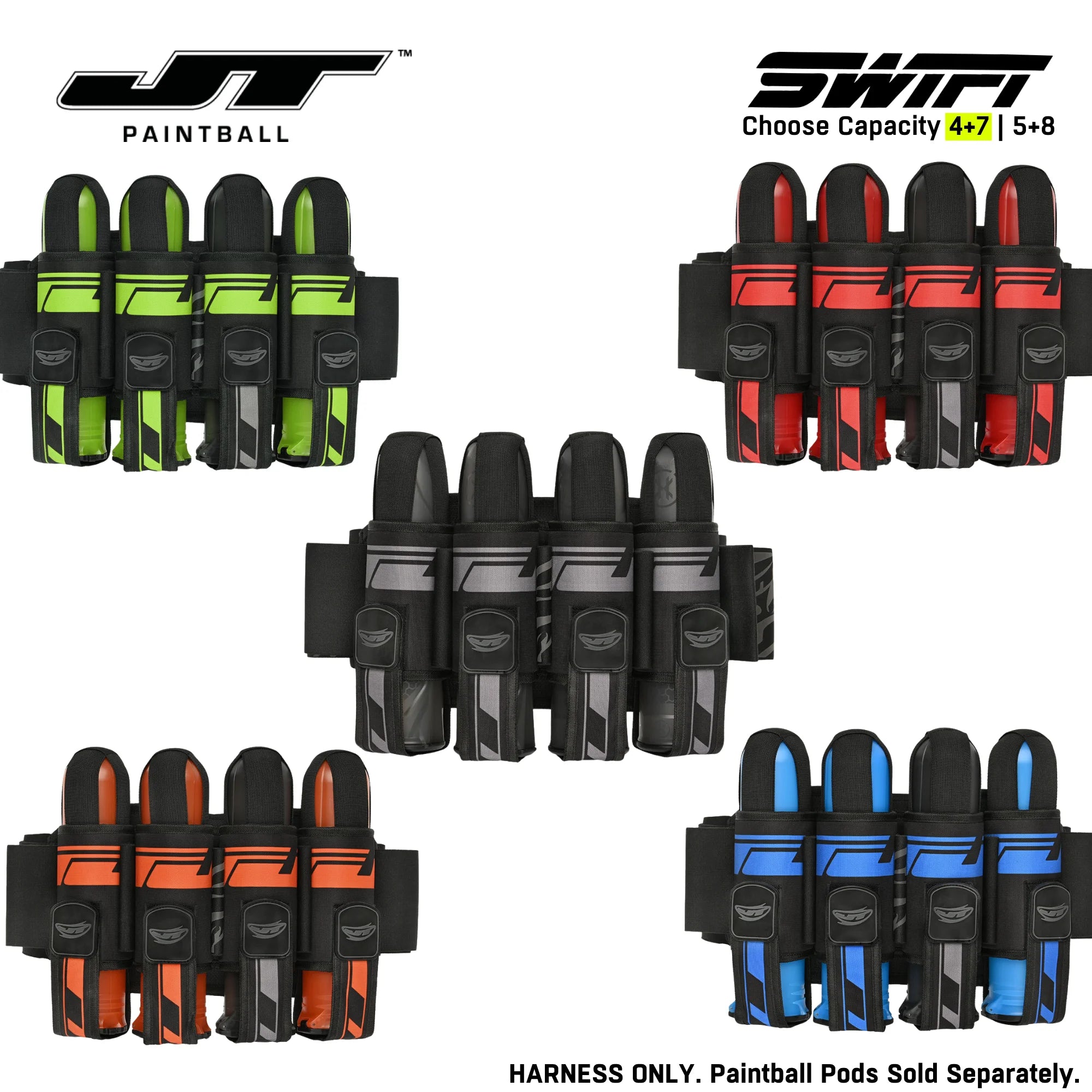 JT Swift Paintball Harness Pod Pack | 4+7 & 5+8 Pod Capacity