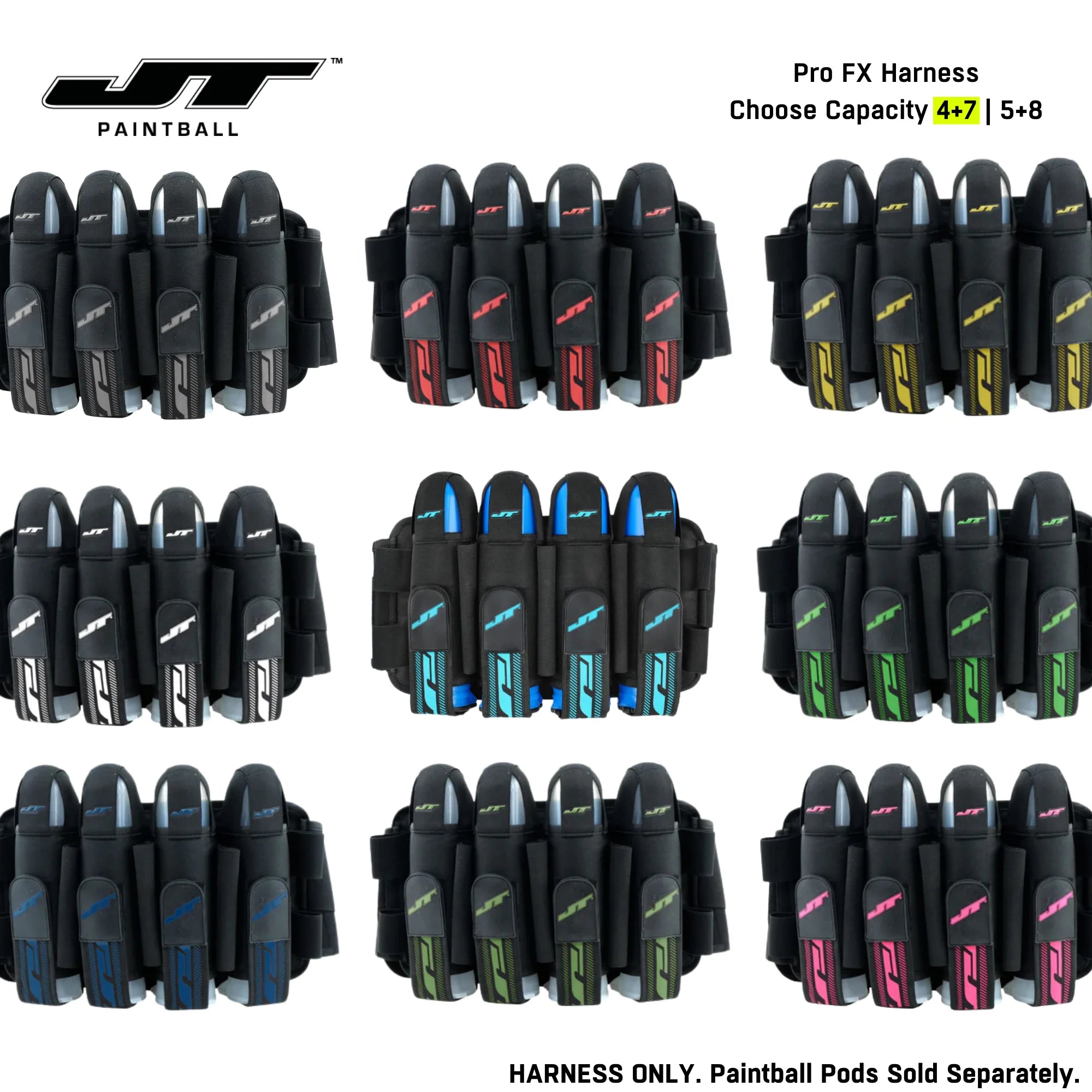 JT FX Paintball Harness Pod Pack | 4+7 & 5+8 Pod Capacity