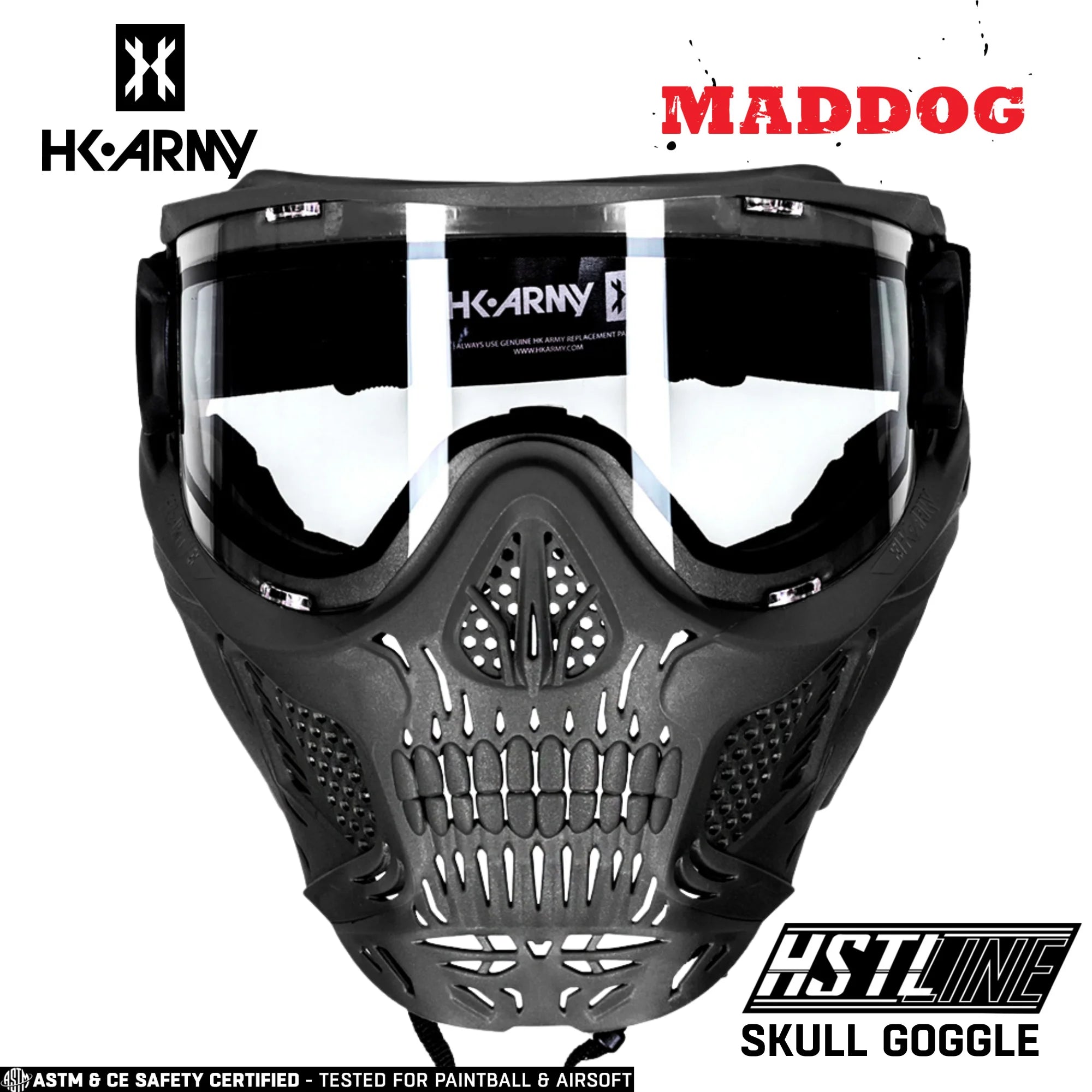 Maddog HK Army HSTL Goggle Paintball & Airsoft Mask With Thermal Lens | Standard - Full-Coverage - Skull