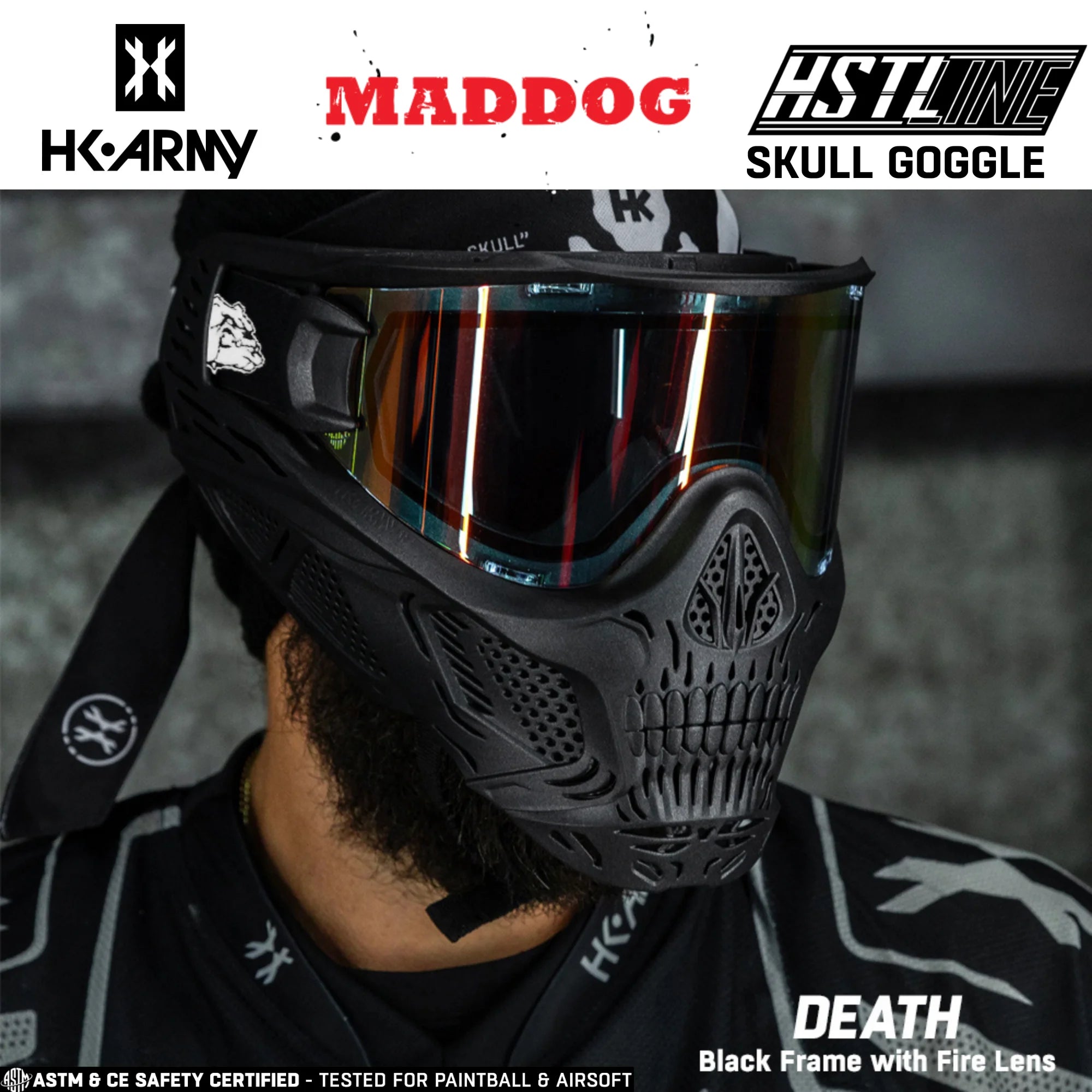 Maddog HK Army HSTL Goggle Paintball & Airsoft Mask With Thermal Lens | Standard - Full-Coverage - Skull