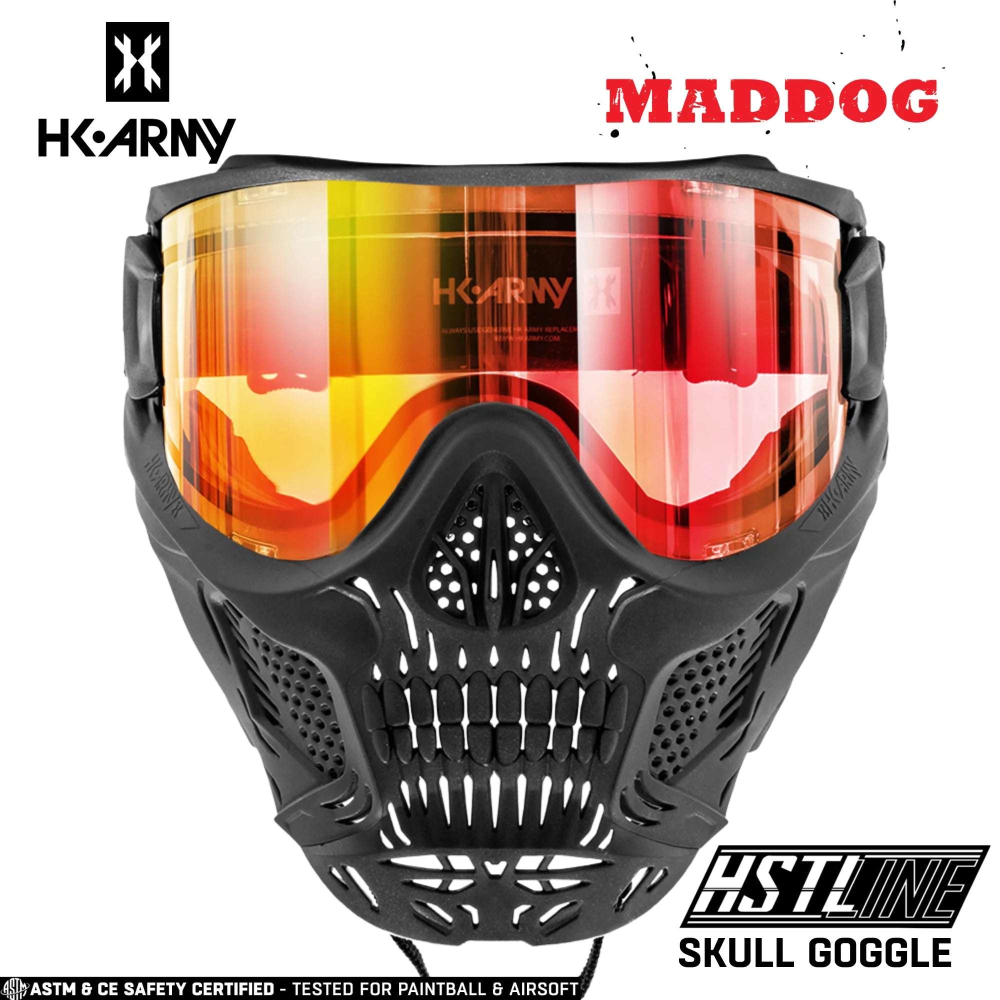 Maddog HK Army HSTL Goggle Paintball & Airsoft Mask With Thermal Lens | Standard - Full-Coverage - Skull
