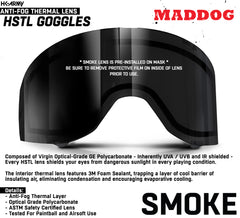 Maddog HK Army HSTL Goggle Paintball Airsoft Mask with Anti Fog Thermal Lens | CLEAR SMOKE FIRE ICE GOLD CHROME