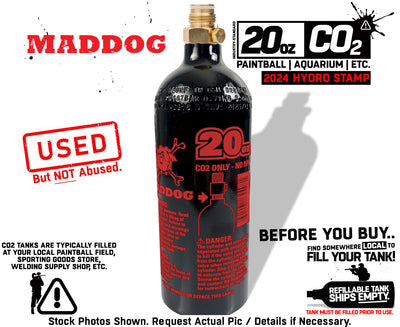 CLEARANCE Maddog 20 Oz Aluminum Paintball Tank Co2 Bottle | 2024 Hydro | Used BUT Not Abused
