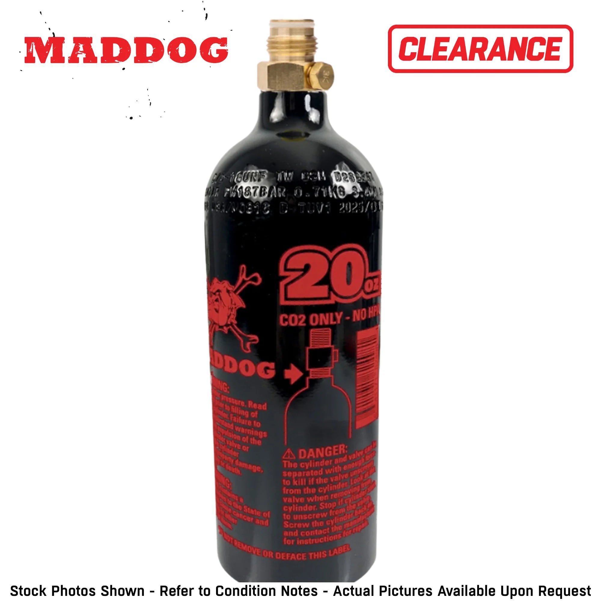 CLEARANCE Maddog 20 Oz Aluminum Paintball Tank Co2 Bottle - Black | OPEN BOX / USED