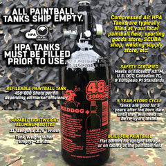 USED BLOWOUT CLEARANCE Maddog 48/3000 Compressed Air Aluminum HPA Paintball Tank with Regulator - 2023 Hydro Date