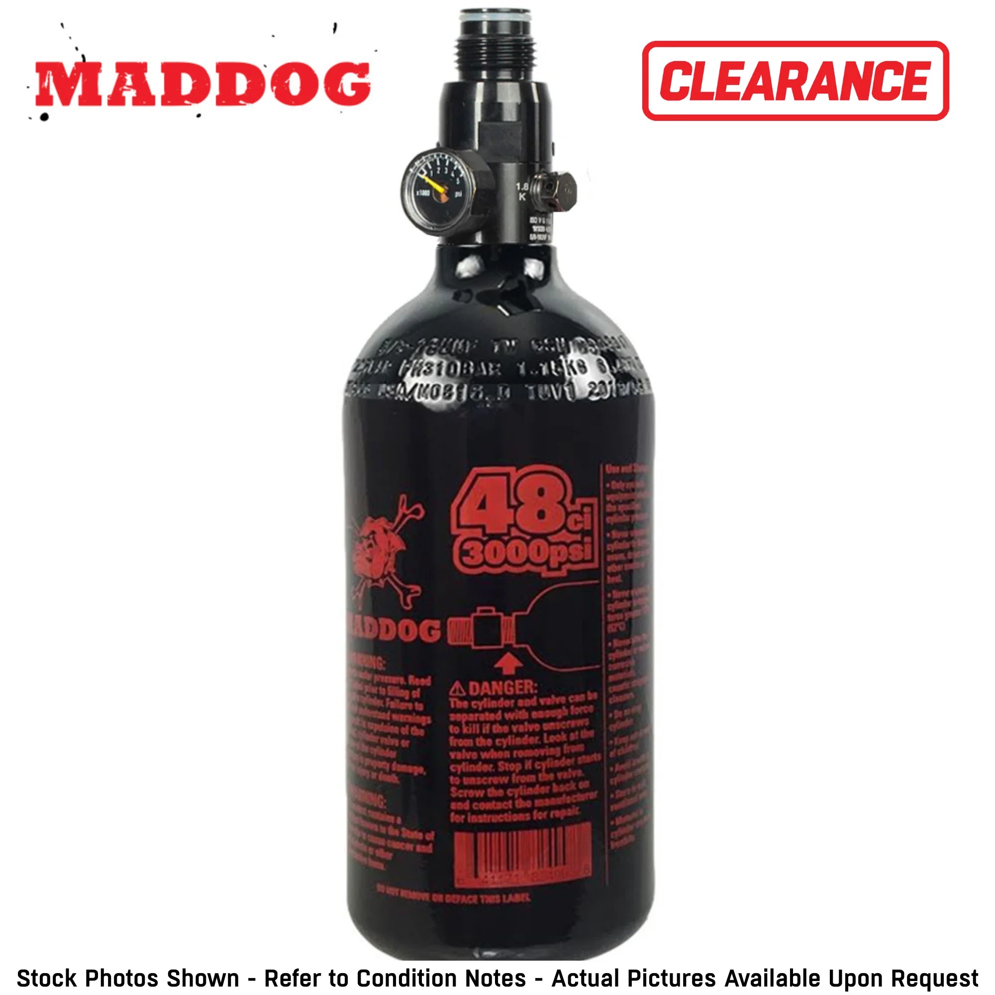 CLEARANCE Maddog 48/3000 Compressed Air HPA Paintball Tank with Regulator - OPEN BOX /  USED
