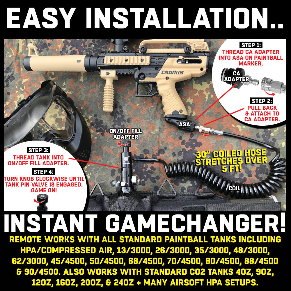 Maddog Quick Disconnect Paintball Tank Remote Coil - High Pressure Air (HPA) & CO2