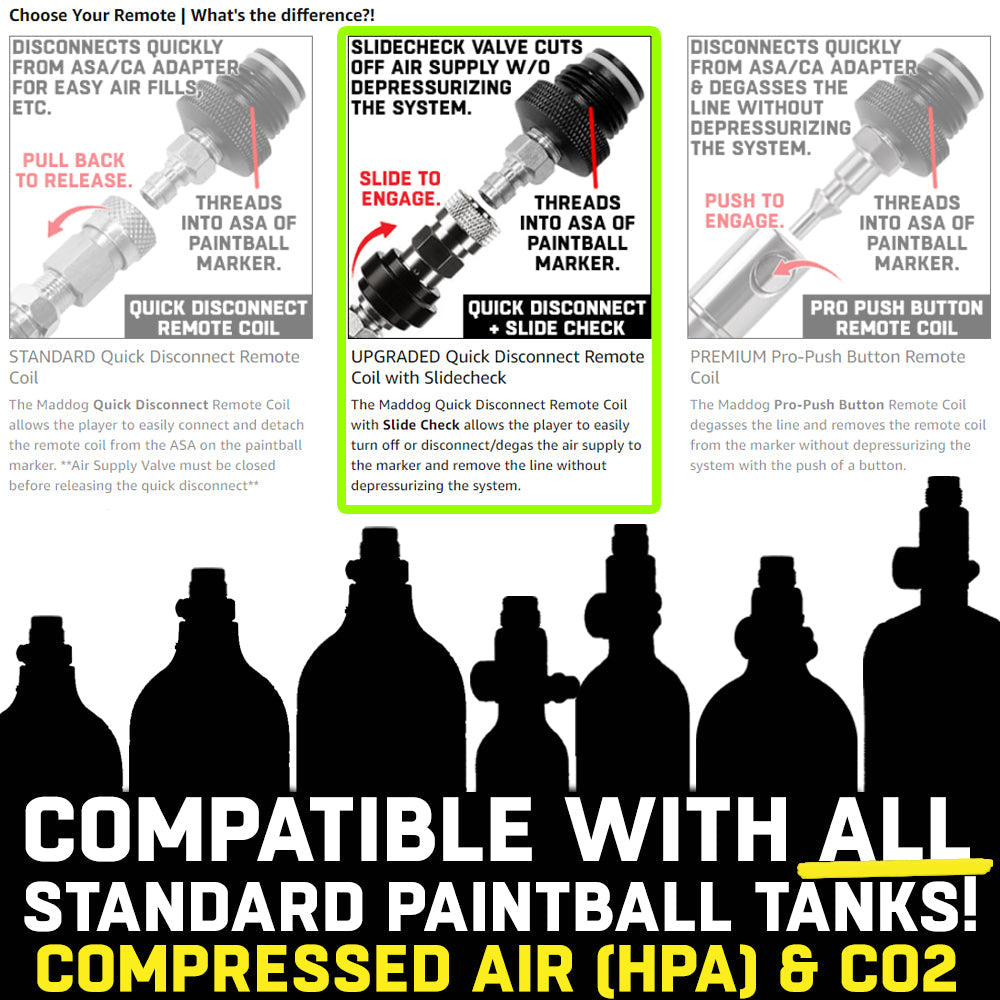 Maddog Quick Disconnect Paintball Tank Remote Coil - High Pressure Air (HPA) & CO2